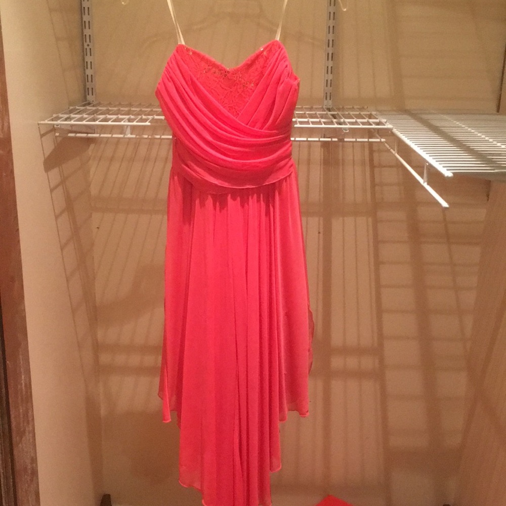 Pink Lace Strapless Dress